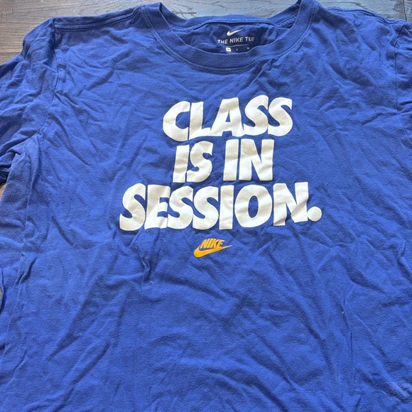 Nike Blue Tee with Bold White Text - Picture 1 of 1